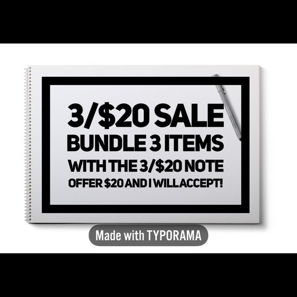 Other - 3/$20 Sale! Bundle 3 items with this note …